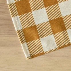 EMINZA Nappe rectangulaire coton enduit (150 x 350 cm) Vichy Jaune moutarde Clearance