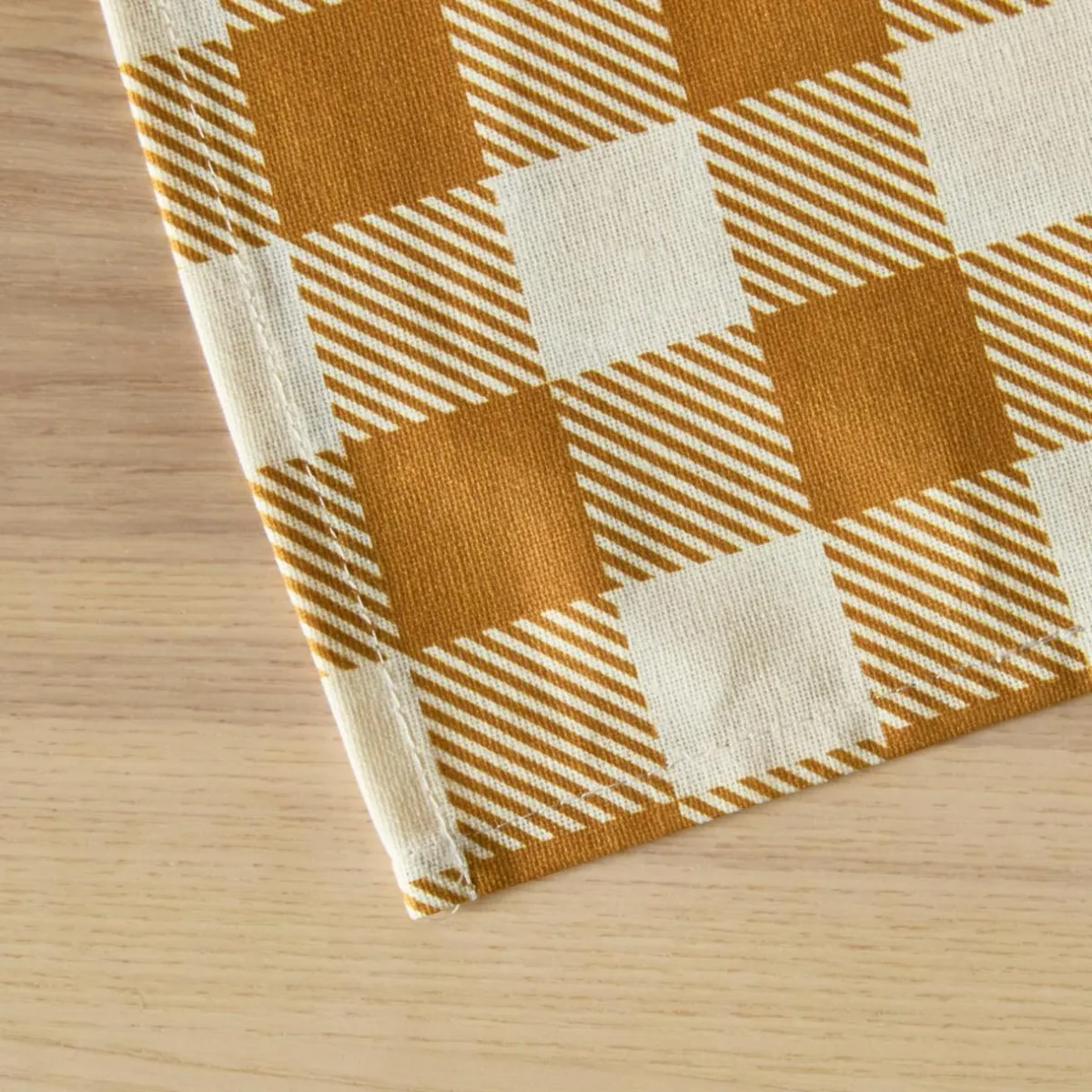 EMINZA Nappe rectangulaire coton enduit (150 x 350 cm) Vichy Jaune moutarde Clearance