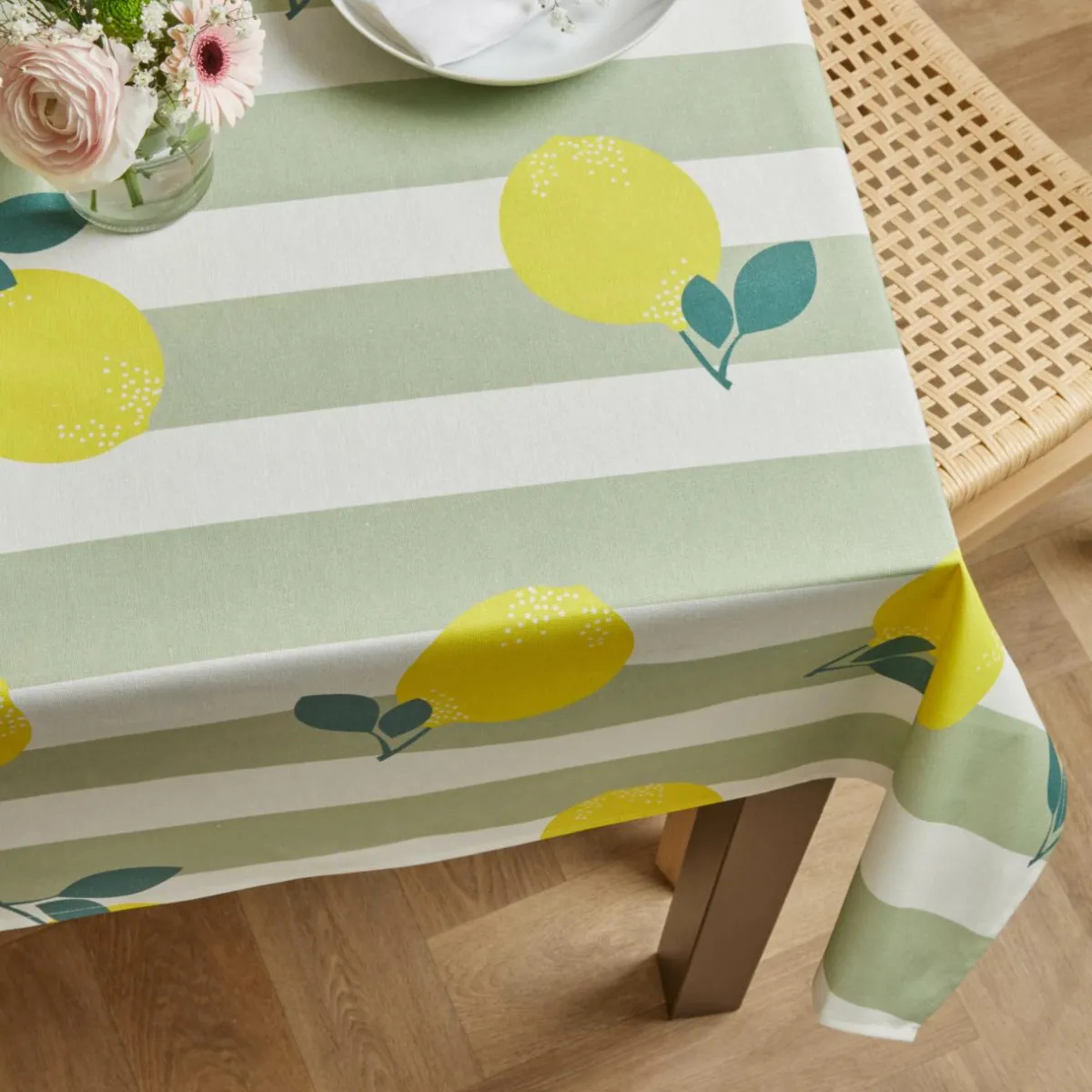 EMINZA Nappe rectangulaire coton enduit (150 x 350 cm) Antibes e Vert Outlet
