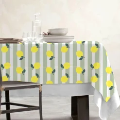 EMINZA Nappe rectangulaire coton enduit (150 x 350 cm) Antibes e Vert Outlet