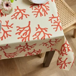 EMINZA Nappe rectangulaire coton enduit (150 x 350 cm) Moorea Corail Orange Best