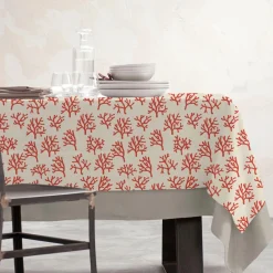 EMINZA Nappe rectangulaire coton enduit (150 x 350 cm) Moorea Corail Orange Best