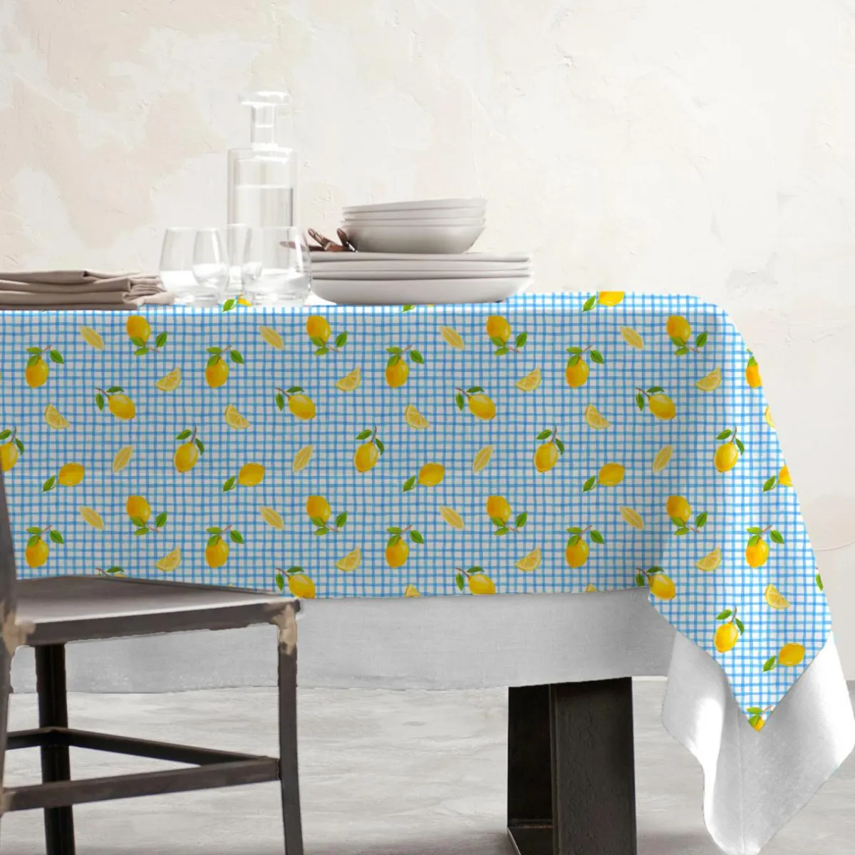 EMINZA Nappe rectangulaire coton enduit (150 x 250 cm) Menton e Bleu Best