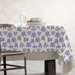 EMINZA Nappe rectangulaire coton enduit (150 x 250 cm) Moorea e Bleu Discount
