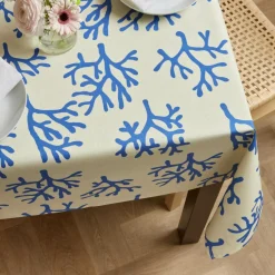 EMINZA Nappe rectangulaire coton enduit (150 x 350 cm) Moorea e Bleu Online