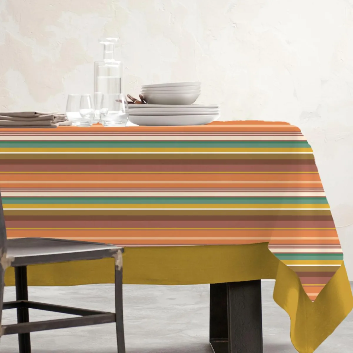 EMINZA Nappe rectangulaire coton enduit (150 x 250 cm) Ajaccio Multicolore Clearance