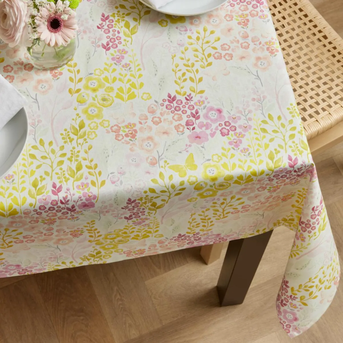 EMINZA Nappe rectangulaire coton enduit (150 x 250 cm) Paquerettes Multicolore Online