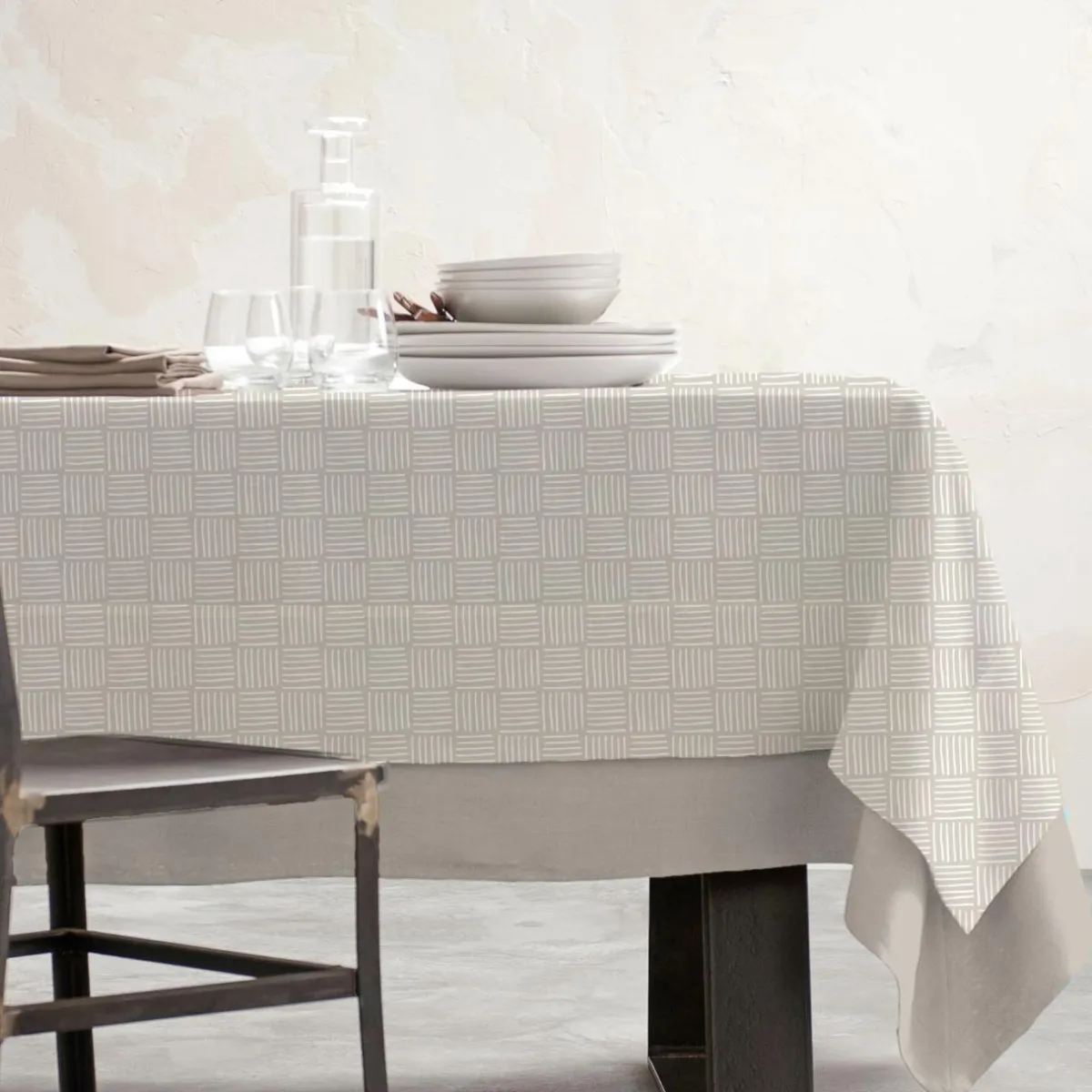 EMINZA Nappe rectangulaire coton enduit (150 x 350 cm) Paolo Beige Best