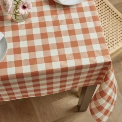 EMINZA Nappe rectangulaire coton enduit (150 x 250 cm) Vichy Terracotta Best