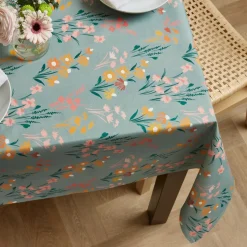 EMINZA Nappe rectangulaire coton enduit (150 x 350 cm) Juliette Vert Eucalyptus New