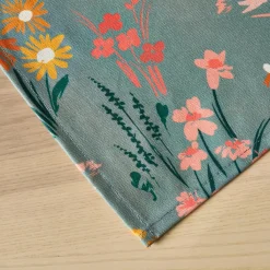 EMINZA Nappe rectangulaire coton enduit (150 x 350 cm) Juliette Vert Eucalyptus New