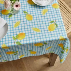 EMINZA Nappe rectangulaire coton enduit (150 x 350 cm) Menton e Bleu Sale