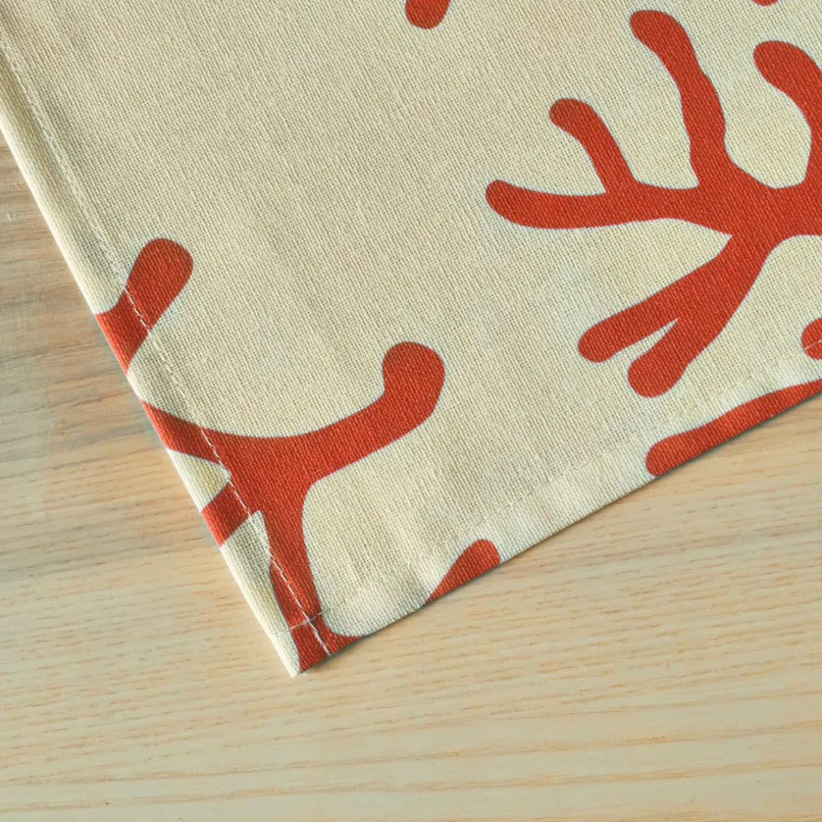 EMINZA Nappe rectangulaire coton enduit (150 x 250 cm) Moorea Corail Orange New