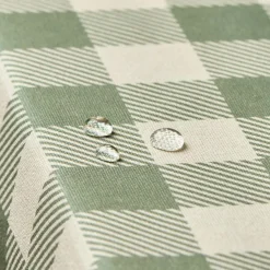 EMINZA Nappe rectangulaire coton enduit (150 x 350 cm) Vichy Vert sauge Outlet