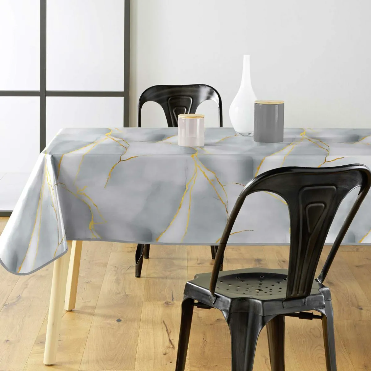 douceur d'intu017drieur Nappe rectangulaire enduite PVC (140 x 240 cm) Marbrelle e Gris Sale