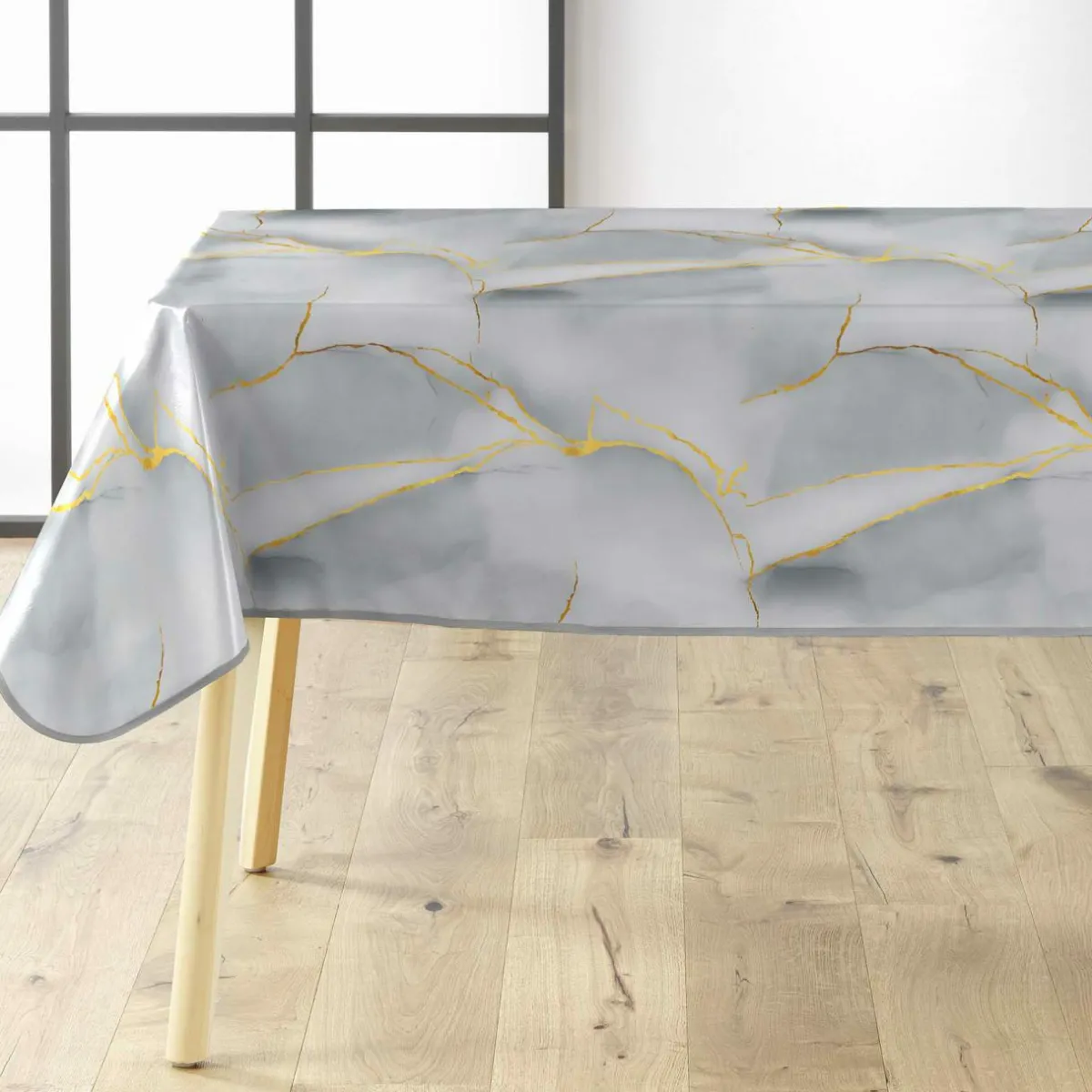 douceur d'intu017drieur Nappe rectangulaire enduite PVC (140 x 240 cm) Marbrelle e Gris Sale