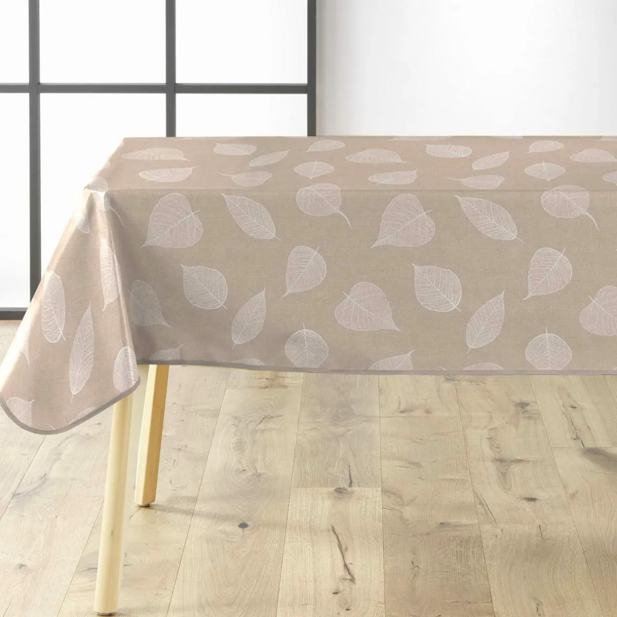 douceur d'intu017drieur Nappe rectangulaire enduite PVC (140 x 240 cm) Feuillys he Blanc Best