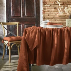 EMINZA Nappe rectangulaire gaze de coton (150 x 250 cm) Gaïa Terracotta Discount