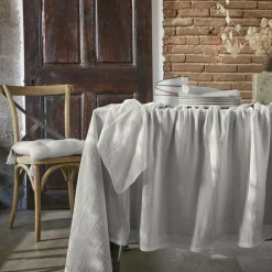 EMINZA Nappe rectangulaire gaze de coton (150 x 250 cm) Gaïa Gris nuage Gris clair Discount
