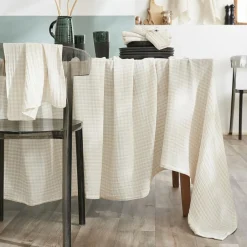 EMINZA Nappe rectangulaire gaze de coton (150 x 250 cm) Gaïa vichy Beige Online