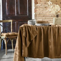 EMINZA Nappe rectangulaire gaze de coton (150 x 250 cm) Gaïa Camel Clearance