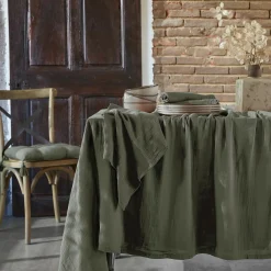 EMINZA Nappe rectangulaire gaze de coton (150 x 250 cm) Gaïa Vert romarin Outlet