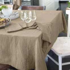 EMINZA Nappe rectangulaire gaze de coton (150 x 350 cm) Gaïa Ficelle Clearance