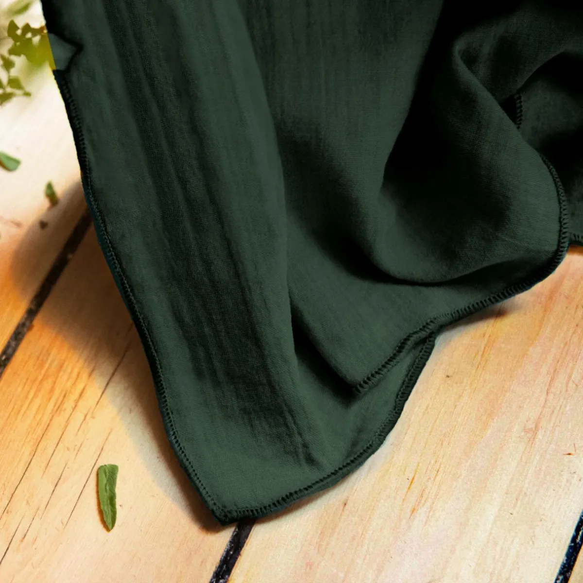 EMINZA Nappe rectangulaire gaze de coton (150 x 350 cm) Gaïa Vert sapin New