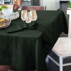 EMINZA Nappe rectangulaire gaze de coton (150 x 350 cm) Gaïa Vert sapin New