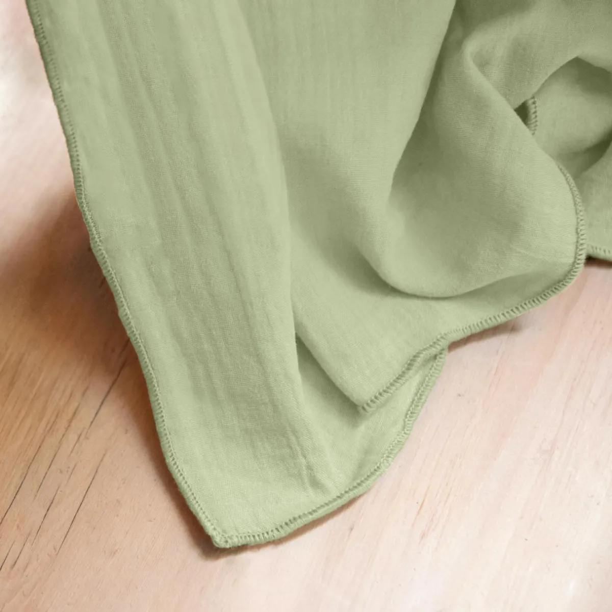 EMINZA Nappe rectangulaire gaze de coton (150 x 350 cm) Gaïa Vert tilleul Discount