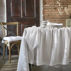 EMINZA Nappe rectangulaire gaze de coton (150 x 250 cm) Gaïa chantilly Blanc