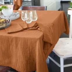 EMINZA Nappe rectangulaire gaze de coton (150 x 250 cm) Gaïa Abricot Clearance