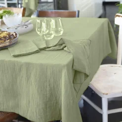 EMINZA Nappe rectangulaire gaze de coton (150 x 250 cm) Gaïa Vert tilleul Online