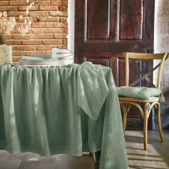 EMINZA Nappe rectangulaire gaze de coton (150 x 350 cm) Gaïa eucalyptus Vert Sale