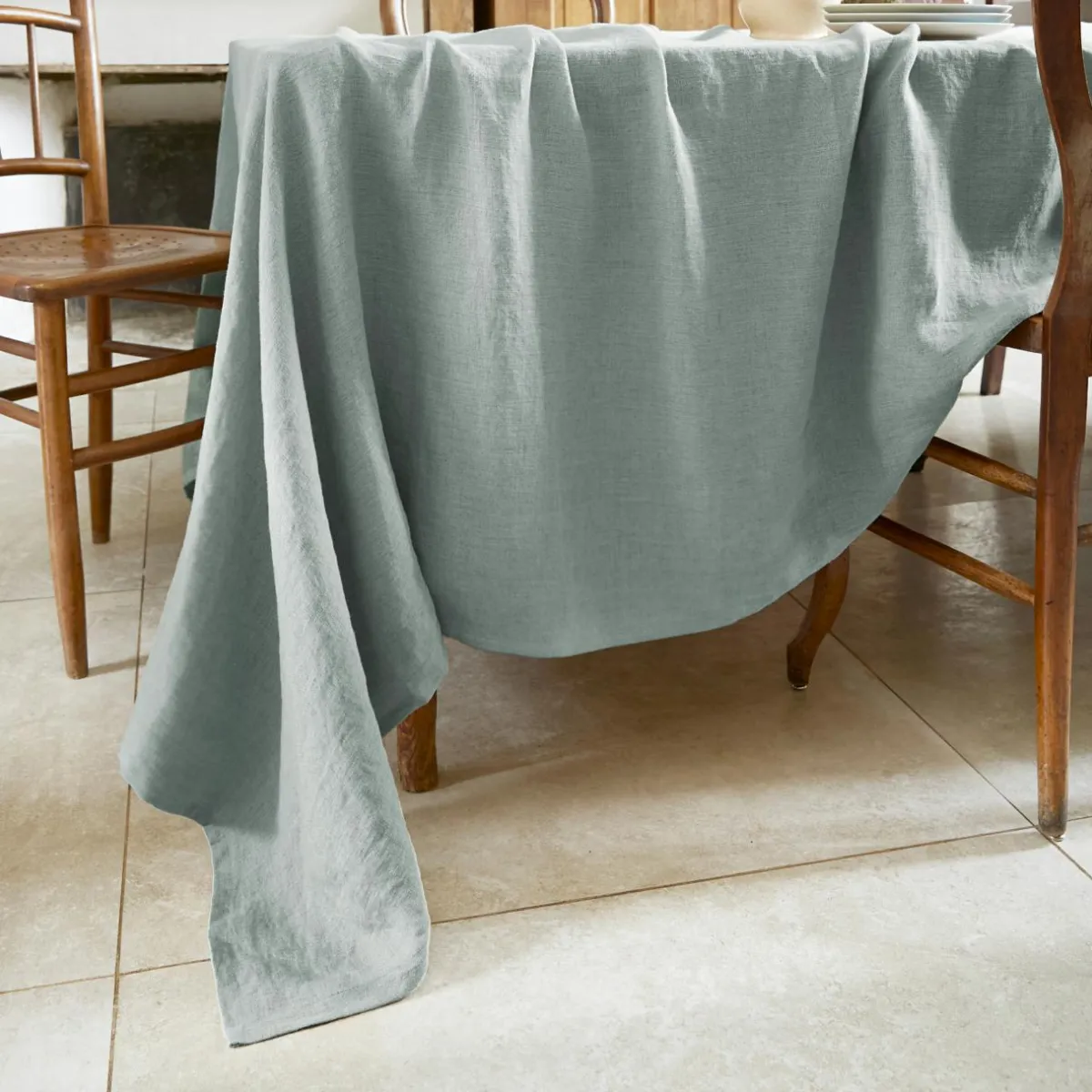 EMINZA Nappe rectangulaire lin lavé (170 x 250 cm) Louise Vert Eucalyptus Online