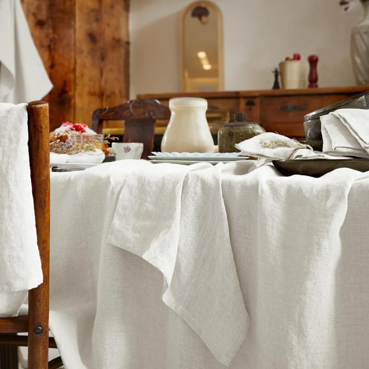 EMINZA Nappe rectangulaire lin lavé (170 x 250 cm) Louise he Blanc Best