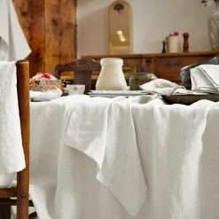 EMINZA Nappe rectangulaire lin lavé (170 x 350 cm) Louise he Blanc Discount