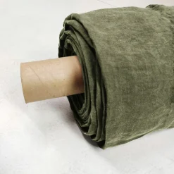 EMINZA Nappe rectangulaire lin lavé (170 x 350 cm) Louise Vert romarin New