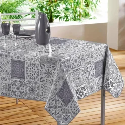 DECORLINE Nappe rectangulaire toile cirée (140 x 240 cm) Persanne e Gris