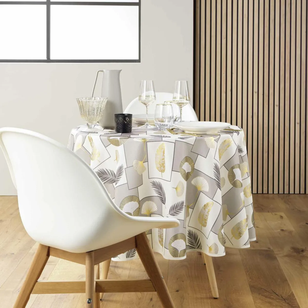 douceur d'intu017drieur Nappe ronde anti tache (180 cm) Natane Beige Clearance
