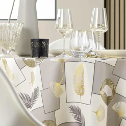douceur d'intu017drieur Nappe ronde anti tache (180 cm) Natane Beige Clearance