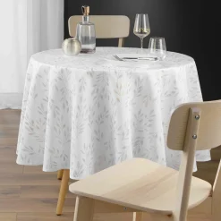 DOUCEUR D'INTERIEUR Nappe ronde anti tache (180 cm) Lonigold he Blanc Sale