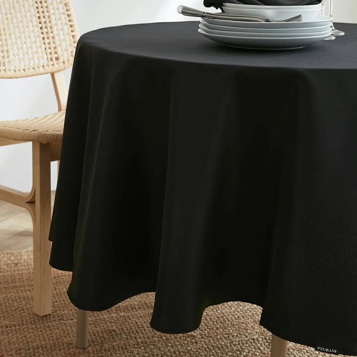 EMINZA Nappe ronde anti tache (180 cm) Elise e Noir Best