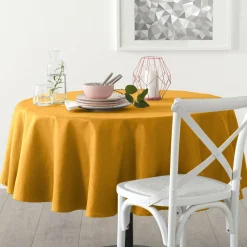 ATMOSPHERA Nappe ronde anti tache (D180 cm) Mina Jaune ocre Hot
