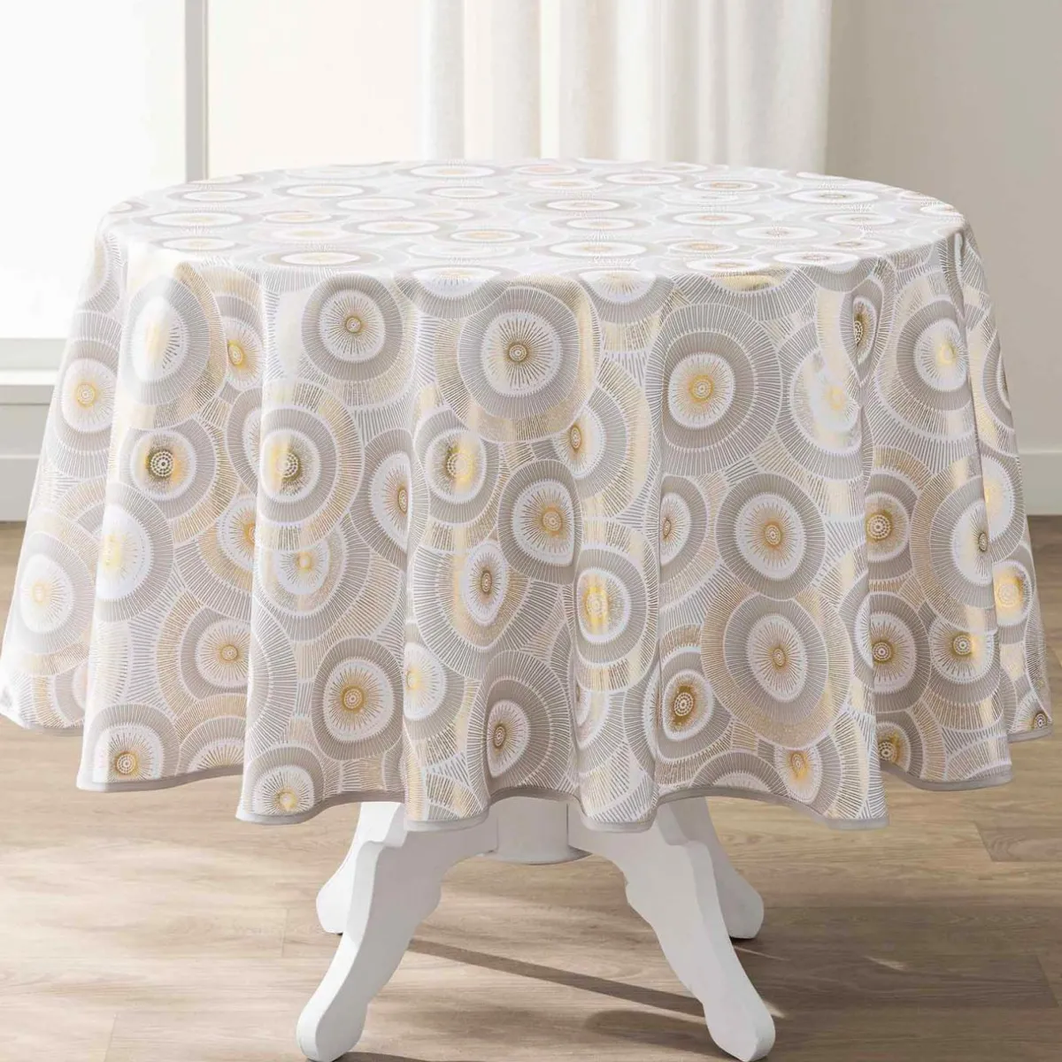 douceur d'intu017drieur Nappe ronde antitache (180 cm) Eclipse he Blanc