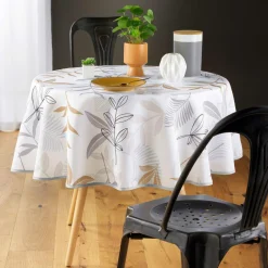 DOUCEUR D'INTERIEUR Nappe ronde anti-taches (D180 cm) Miraline e Gris Clearance