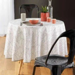 DOUCEUR D'INTERIEUR Nappe ronde anti-taches (D180 cm) Solea he Blanc Clearance