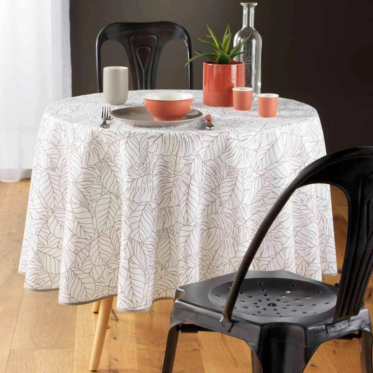 DOUCEUR D'INTERIEUR Nappe ronde anti-taches (D180 cm) Solea he Blanc Clearance
