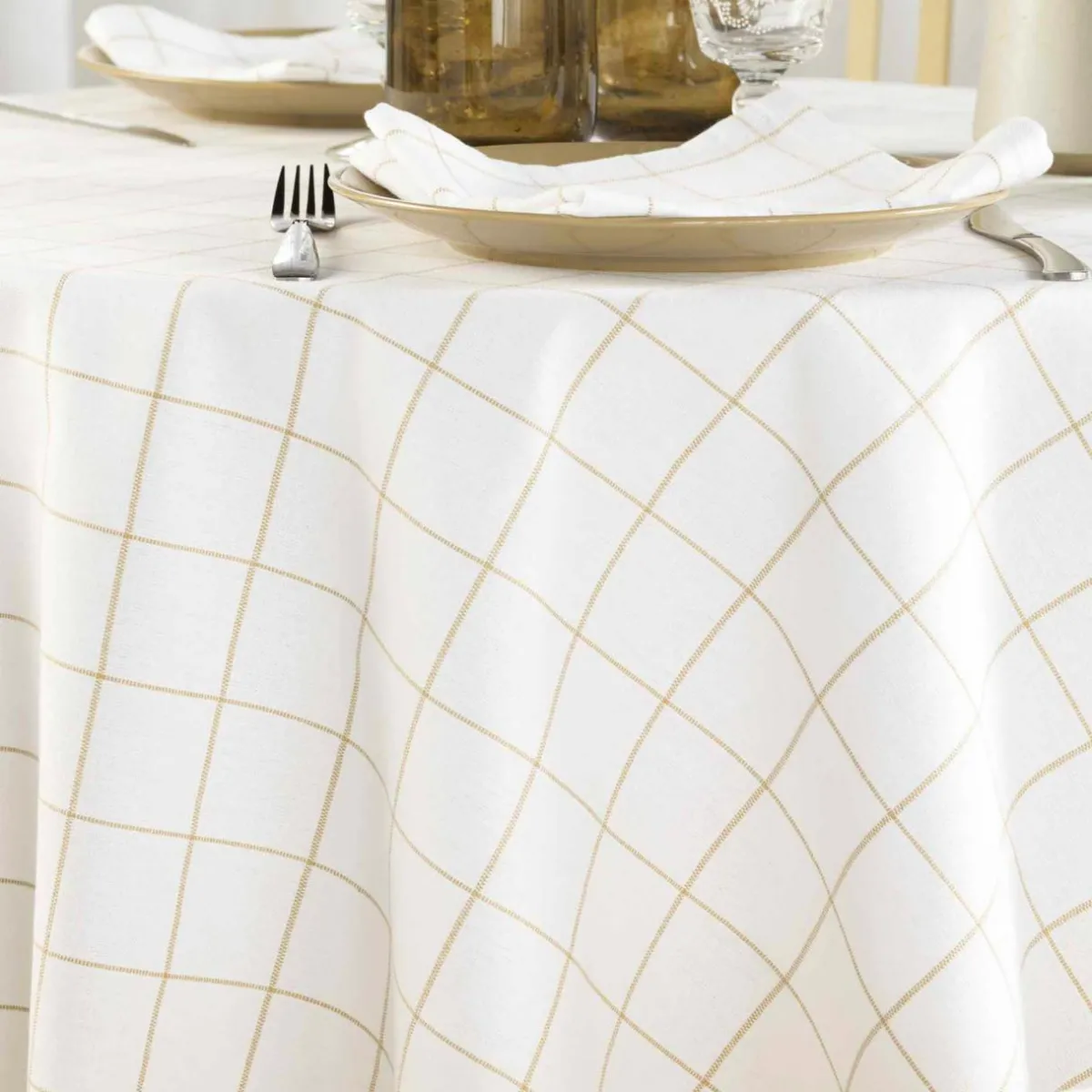 douceur d'intu017drieur Nappe ronde coton (180 cm) Axel he Blanc Online