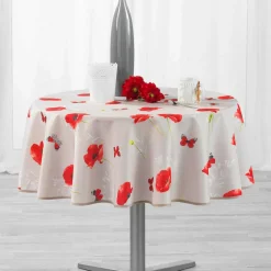 DOUCEUR D'INTERIEUR Nappe ronde (D180 cm) Sweet Poppy Rouge New